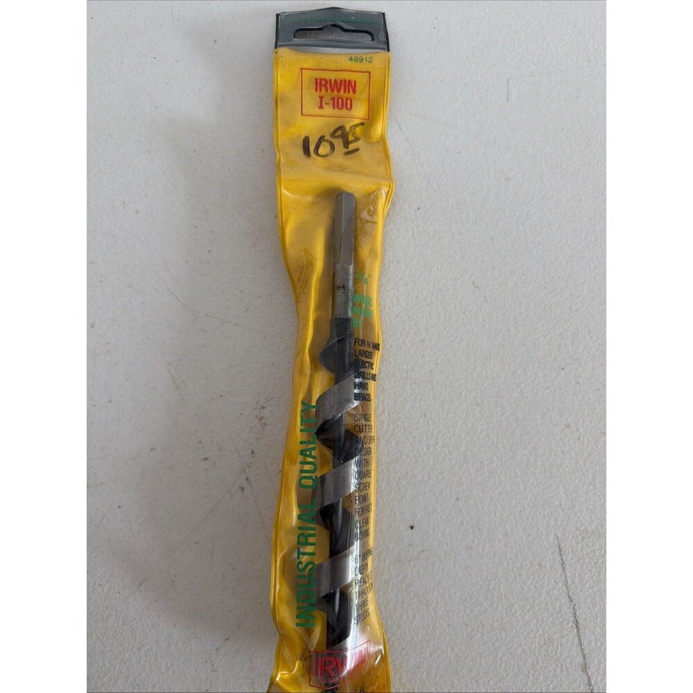 IRWIN 49912 Wood Auger Drill Bit 3/4"  –USA Made - Vintage-Lifetime Warranty NOS